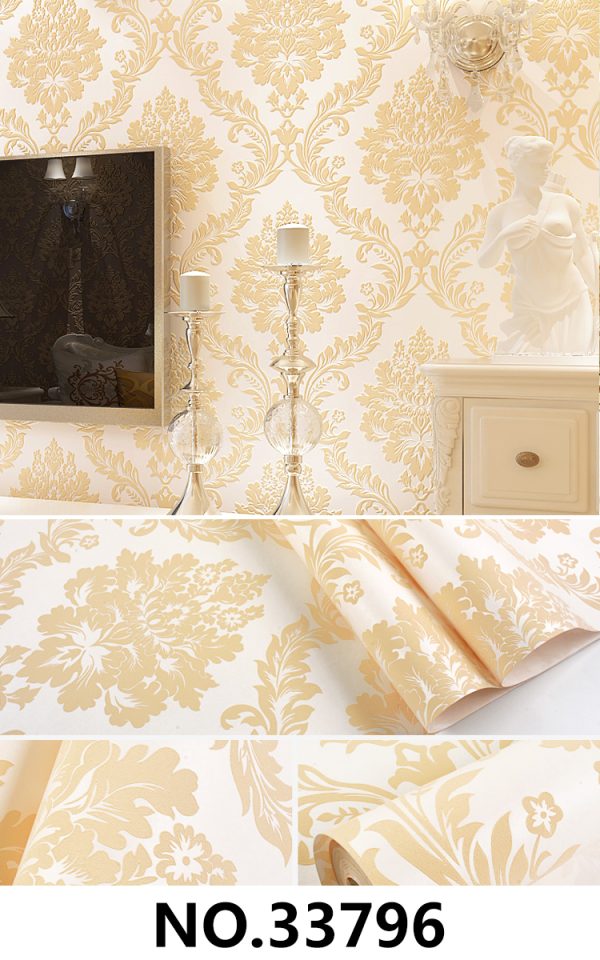Mold-Proof Non-Woven Wallpaper With Floral Damask 33796