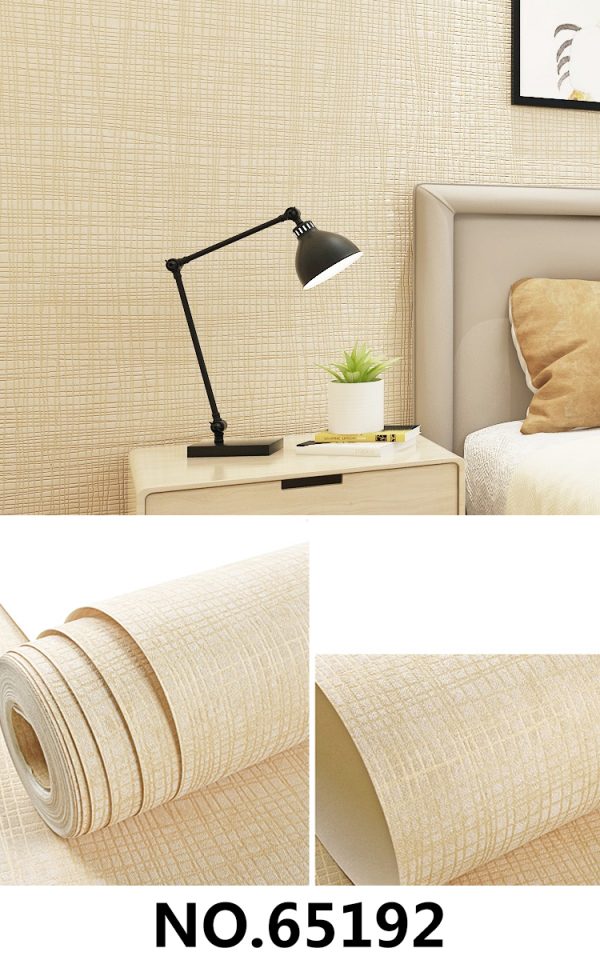 Non-Woven Beige Plain Textured Wallpaper 65192