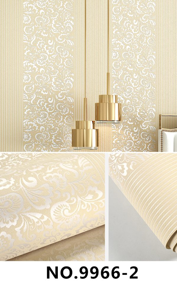 Non-Woven Modern Durable Wallpaper With Strip And Flower 9966-2