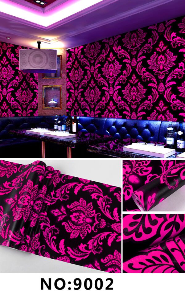 Bright Damask Vinyl Wallpaper For KTV 9002