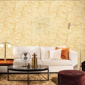 Beige Distressed Damask Wallpaper