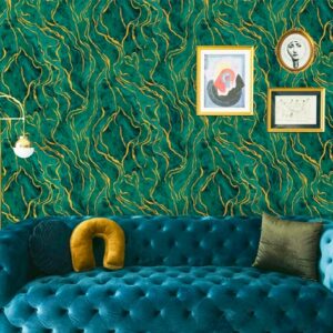 Green Commercial Damask Wallpaper