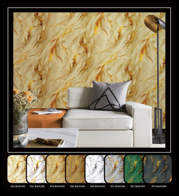 PVC Marble Wallpaper Golden And Brown BA91303