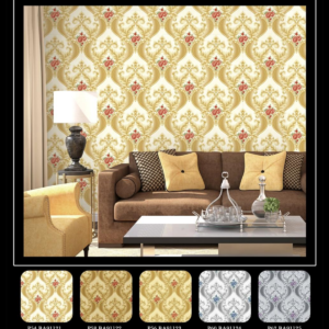 Shadow Brown Damask Wallpaper With Floral Luxury Design BA91121