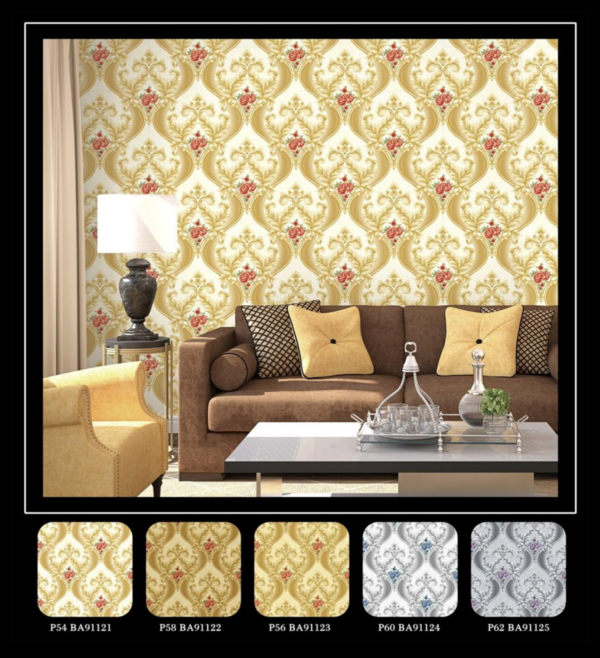 Shadow Brown Damask Wallpaper With Floral Luxury Design BA91121