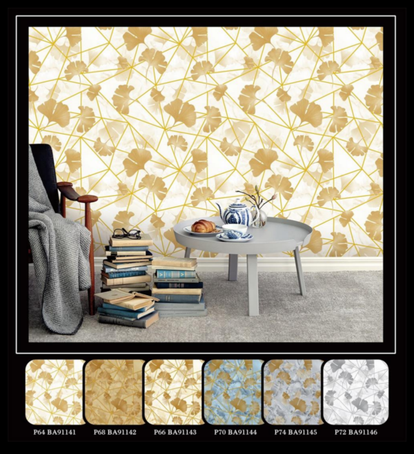 Geometry Wallpaper Room Decor With Apricot Leaves BA91143