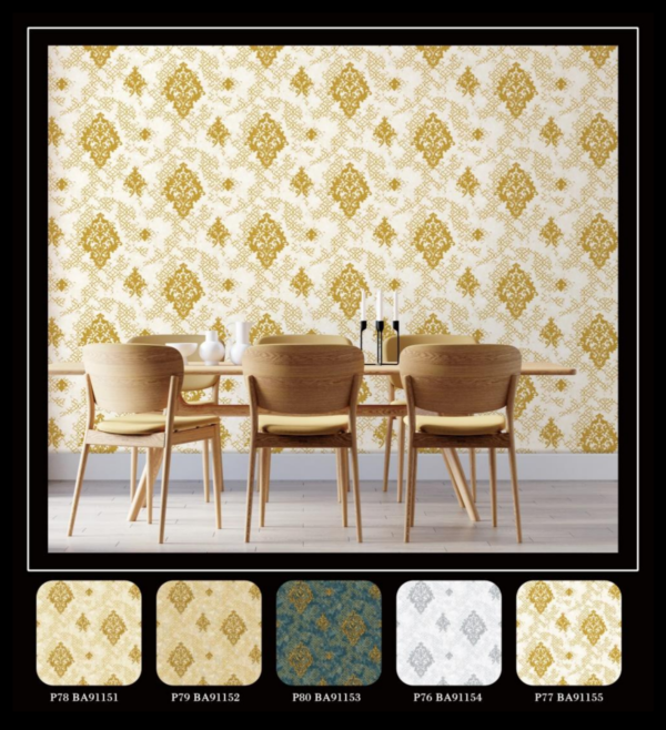 Damask Wallpaper PVC Coated Textured BA91152