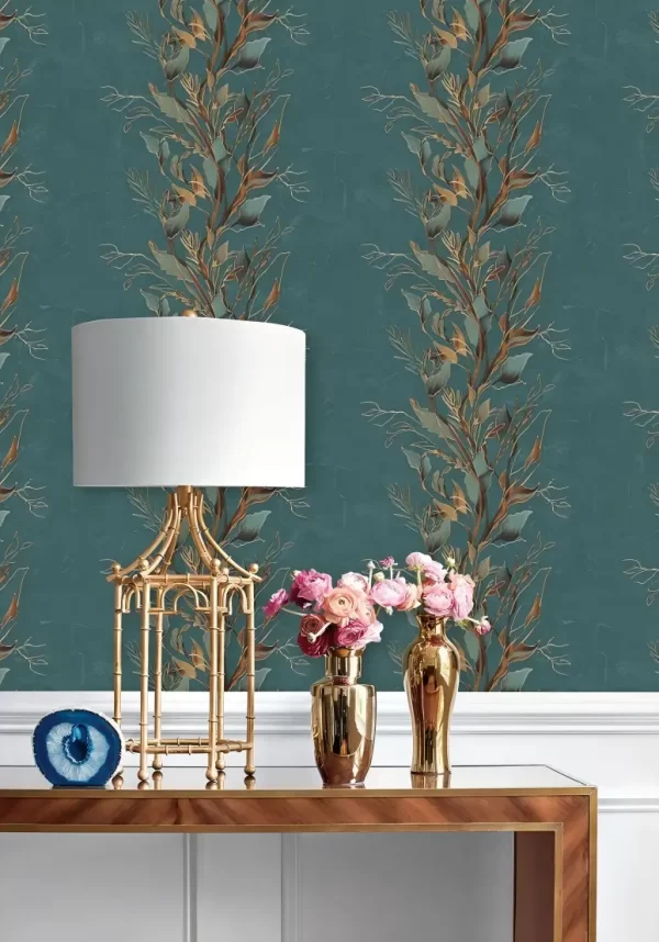 Elegant Blue Wallpaper Intricate Floral Vine Design BL1013