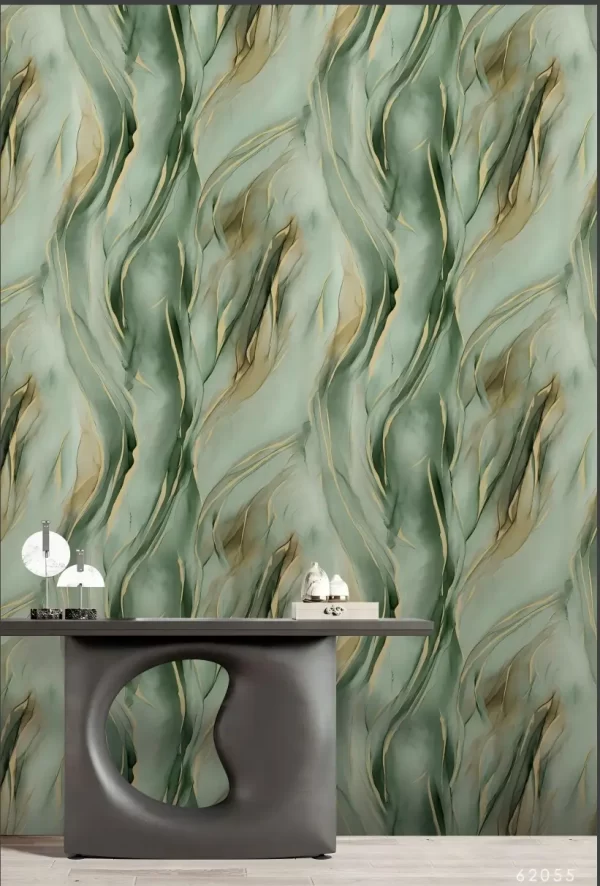 Abstract Wave Wallpaper With Green Soft Tones 62055