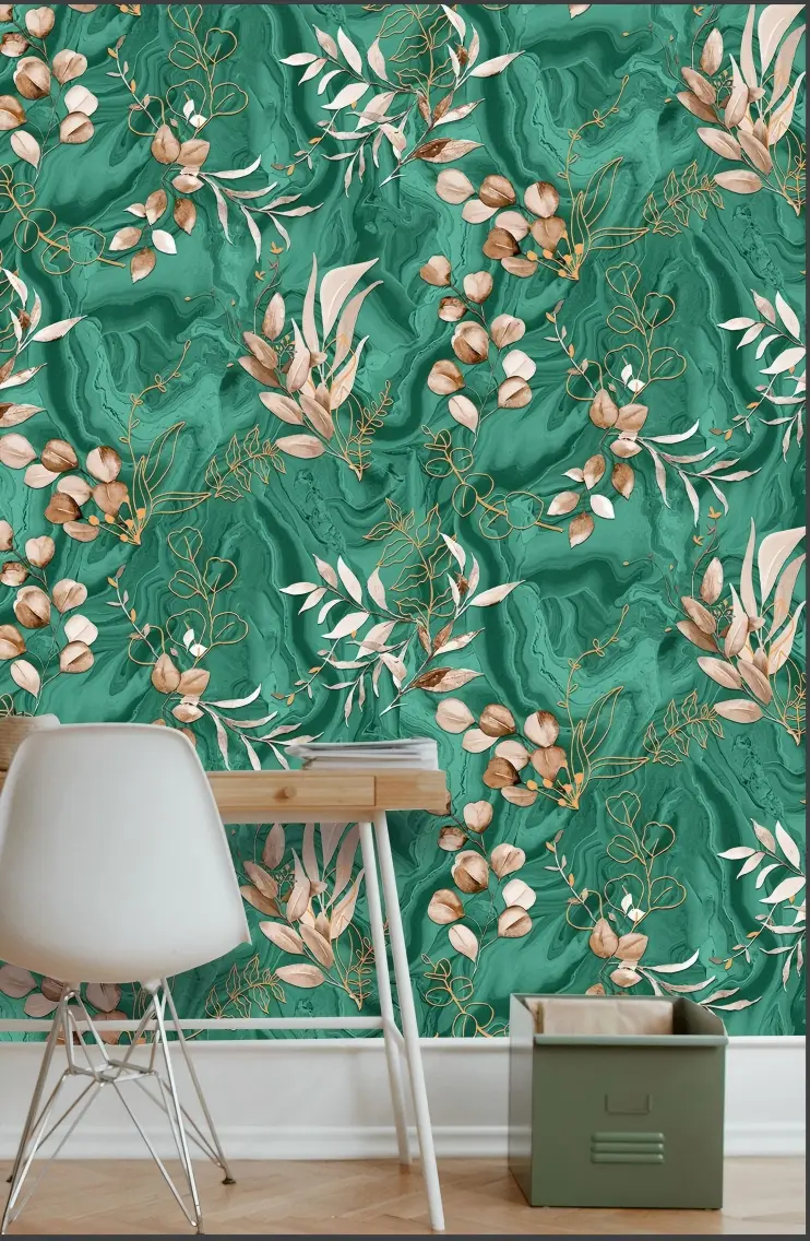Nature Inspired Wallpaper With Intricate Leaf Motifs 62015