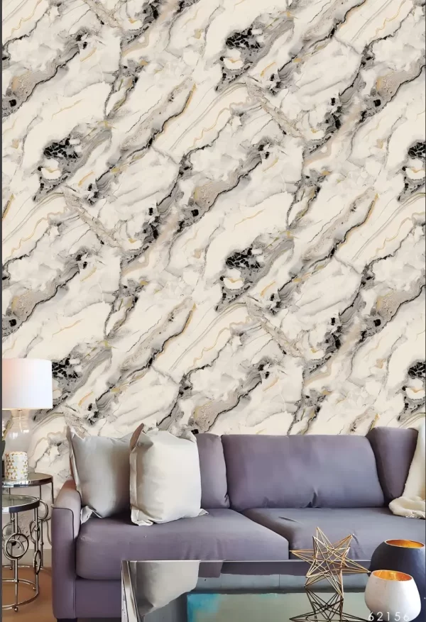 Luxury Marble Wallpaper Striking Grey-White Veins 62156
