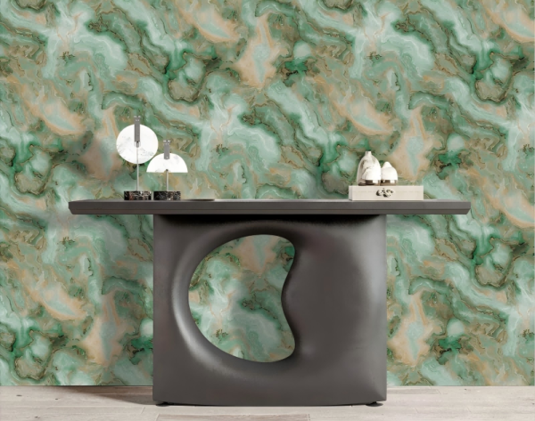 Marble Green And Blue Wallpaper Swirl Luxe Abstract Backdrop TB1105