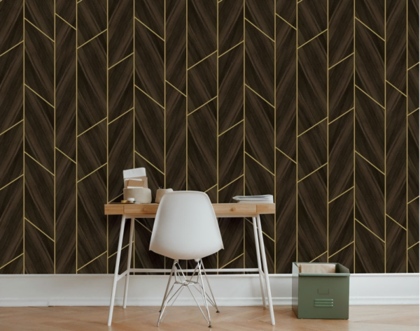 Modern Dark Wallpaper With Gold Geometric Dark TB1124