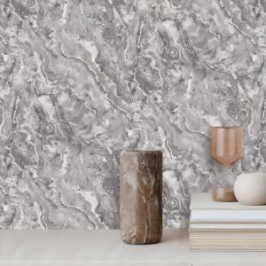 Gray-White Marbled Wallpaper Subtle Sophistication TB1144
