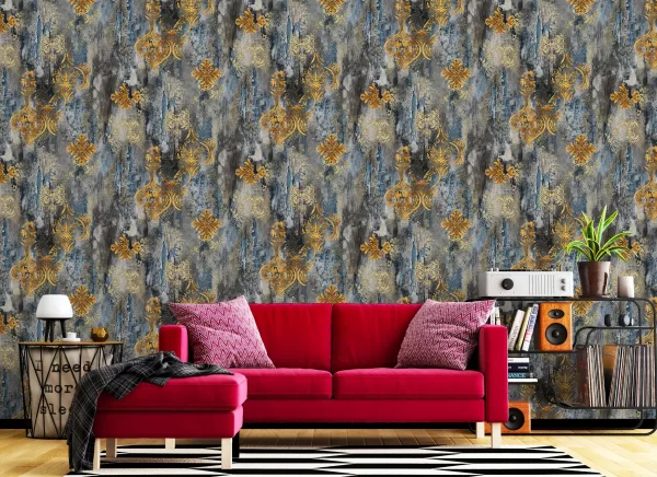 Abstract Texture Wallpaper For Midcentury Modern Living Room 591606