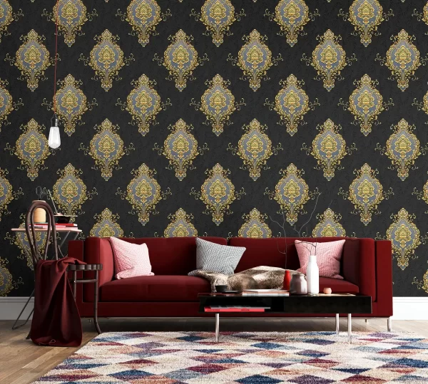 Vintage Damask Wallpaper With Black Background 590707