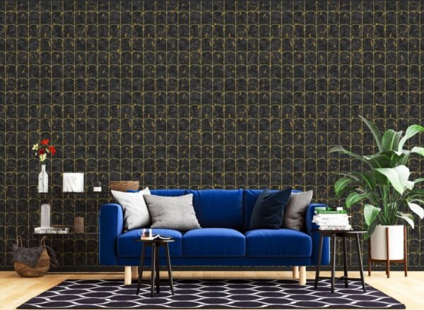 Vinyl Geometric Wallpaper Waterproof With Black Background 590605