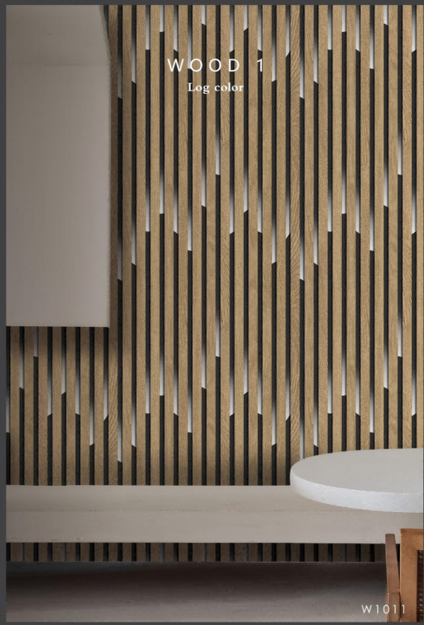 Log-Colored Wood Wallpaper With Geometric Cutouts W1011