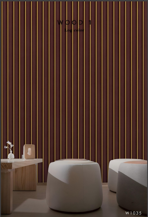 Elegant Dark Wallpaper With Vertical Gold Lines W1035