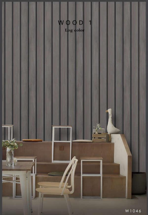 Modern Gray Wallpaper With Vertical Wood Textures W1046