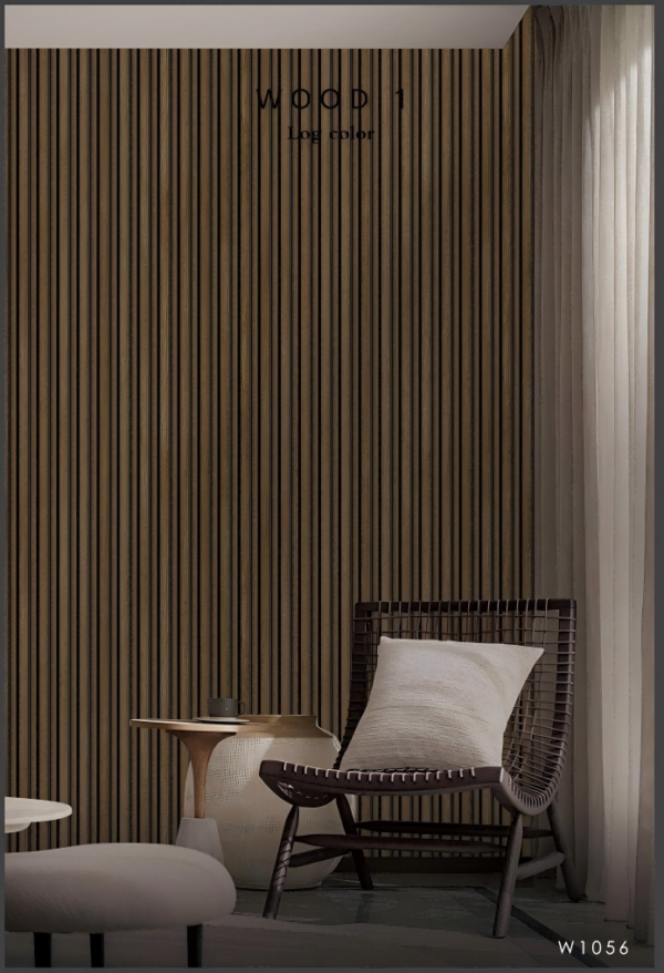 Vertical Linear Wallpaper With Striped Wood Texture W1056