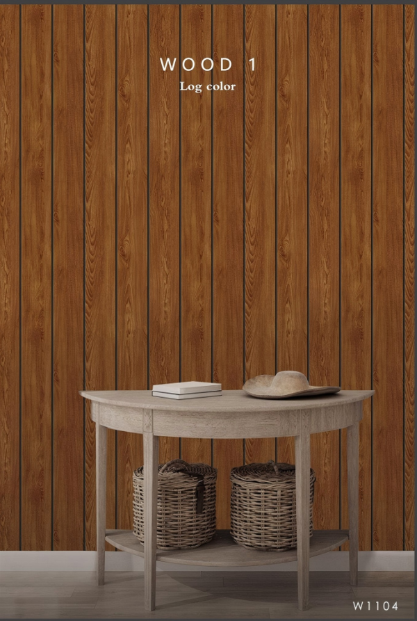 Natural Log Color Wallpaper Authentic Plank Design W1104