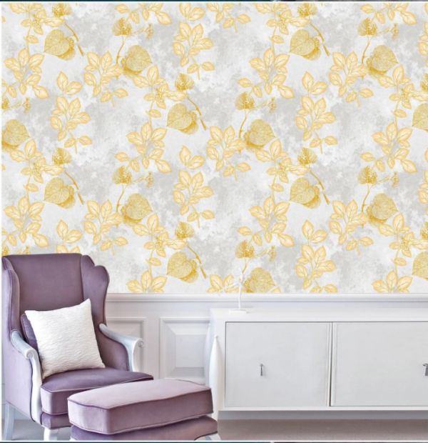 Golden Floral Wallpaper With Gradient Gray Background 61031